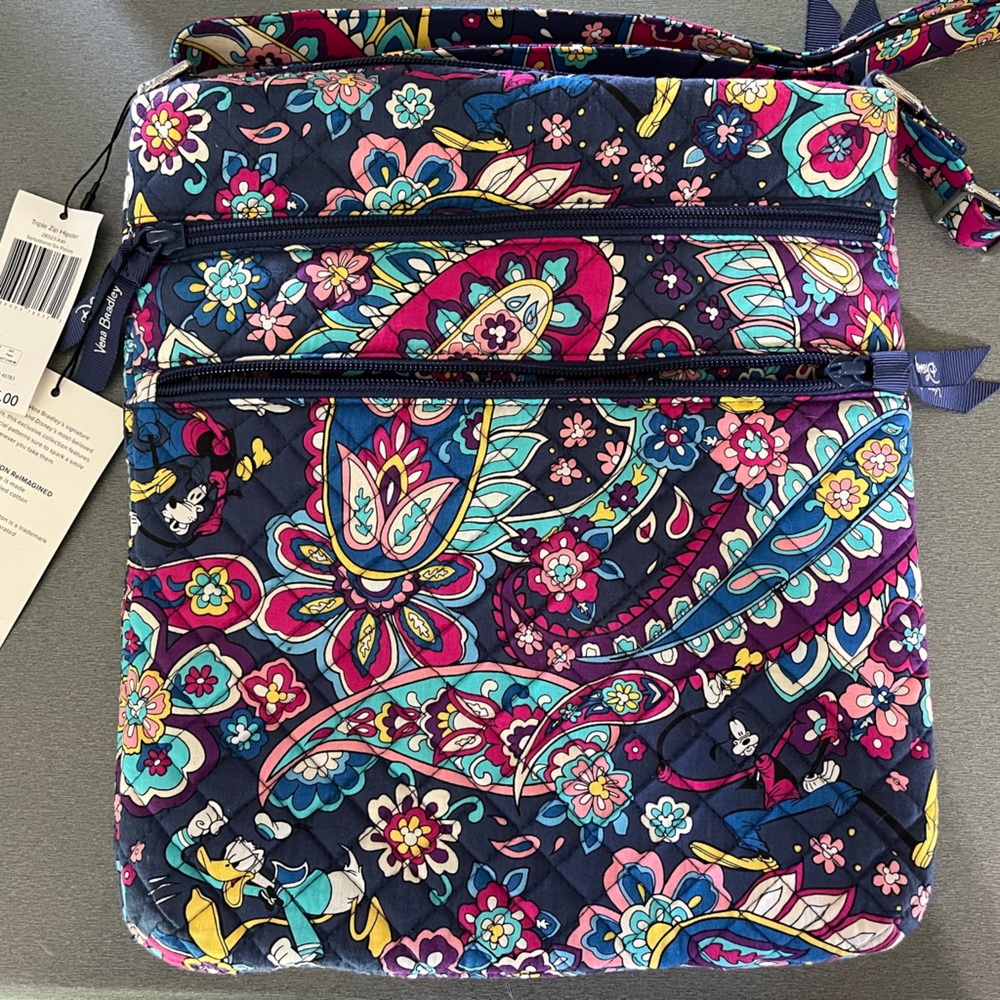 VERA BRADLEY DISNEY SENSATIONAL SIX PAISLEY TRIPLE ZIP HIPSTER BAG MICKEY‎ MOUSE